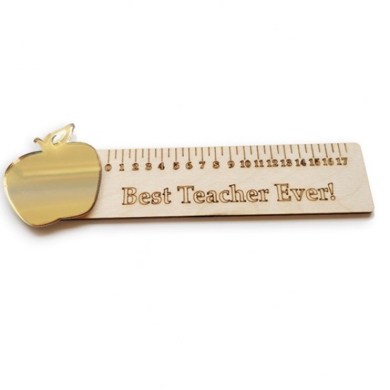 Ξύλινος Χάρακας με χρυσό Μήλο “Best Teacher” Ξύλινος Χάρακας με χρυσό Μήλο “Best Teacher”