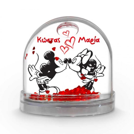 Χιονόμπαλα Αγίου Βαλεντίνου με φωτογραφία – Mickey & Minnie