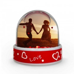 Χιονόμπαλα Αγίου Βαλεντίνου με φωτογραφία – Μπορντό Λουλούδια