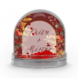 Χιονόμπαλα Αγίου Βαλεντίνου με φωτογραφία – Μπορντό Λουλούδια