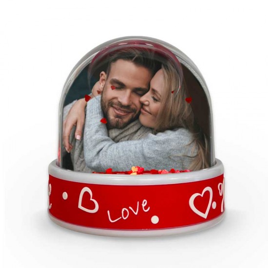 Χιονόμπαλα Αγίου Βαλεντίνου με φωτογραφία – Vintage Hearts