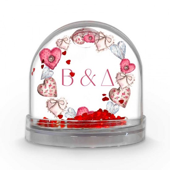 Χιονόμπαλα Αγίου Βαλεντίνου με φωτογραφία – Vintage Hearts