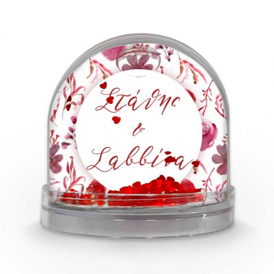 Χιονόμπαλα Αγίου Βαλεντίνου με φωτογραφία – Φλοράλ
