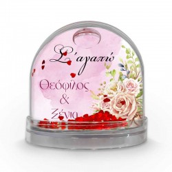 Χιονόμπαλα Αγίου Βαλεντίνου με φωτογραφία – Τριαντάφυλλα Σ’ αγαπώ