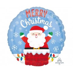 Μπαλόνι Foil 17" Merry Christmas Santa in Chimney / 43 εκ - Άγιος Βασίλης
