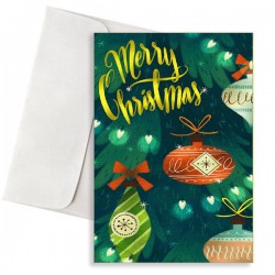 Χριστουγεννιάτικη Κάρτα “Merry Christmas” με Vintage Στολίδια